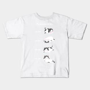 Lazy Black and White Cat Kids T-Shirt